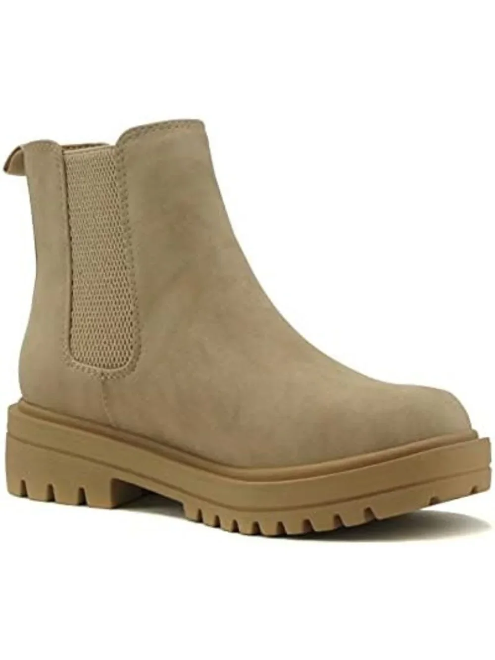 Chic Women's Low Heel Chelsea Ankle Booties with Lug Sole & Double Elastic Gore